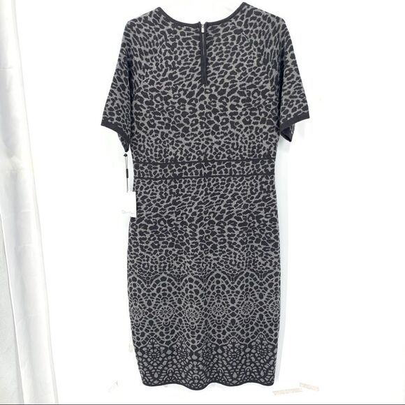 Calvin Klein NWT Leopard Print S/S Acrylic Stretchy Soft Sweater Dress - Picture 3 of 15